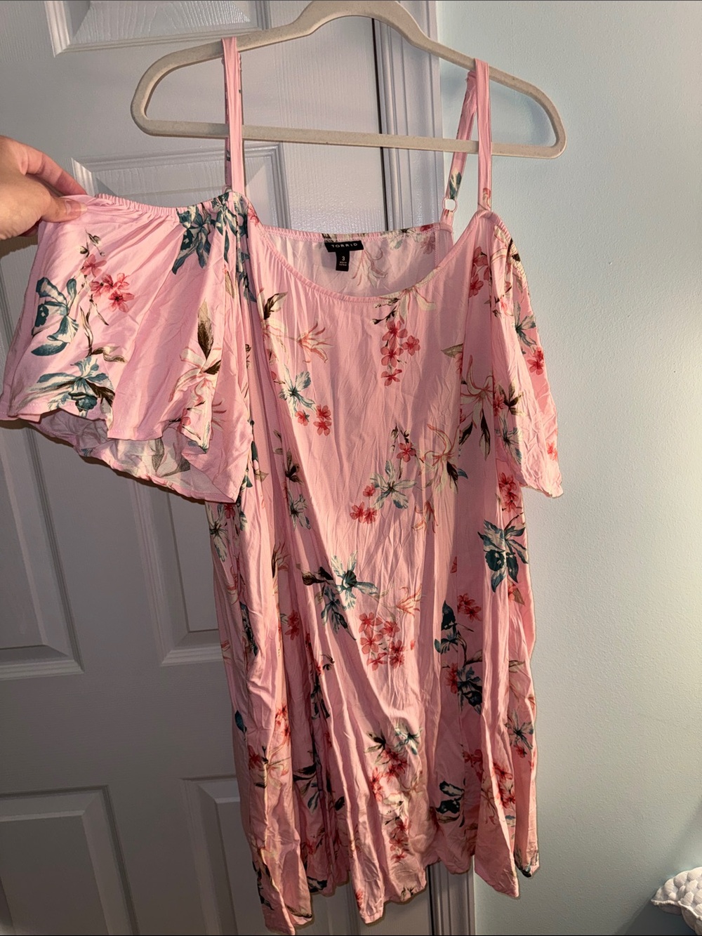 torrid Pink Floral Cold-Shoulder Midi Dress